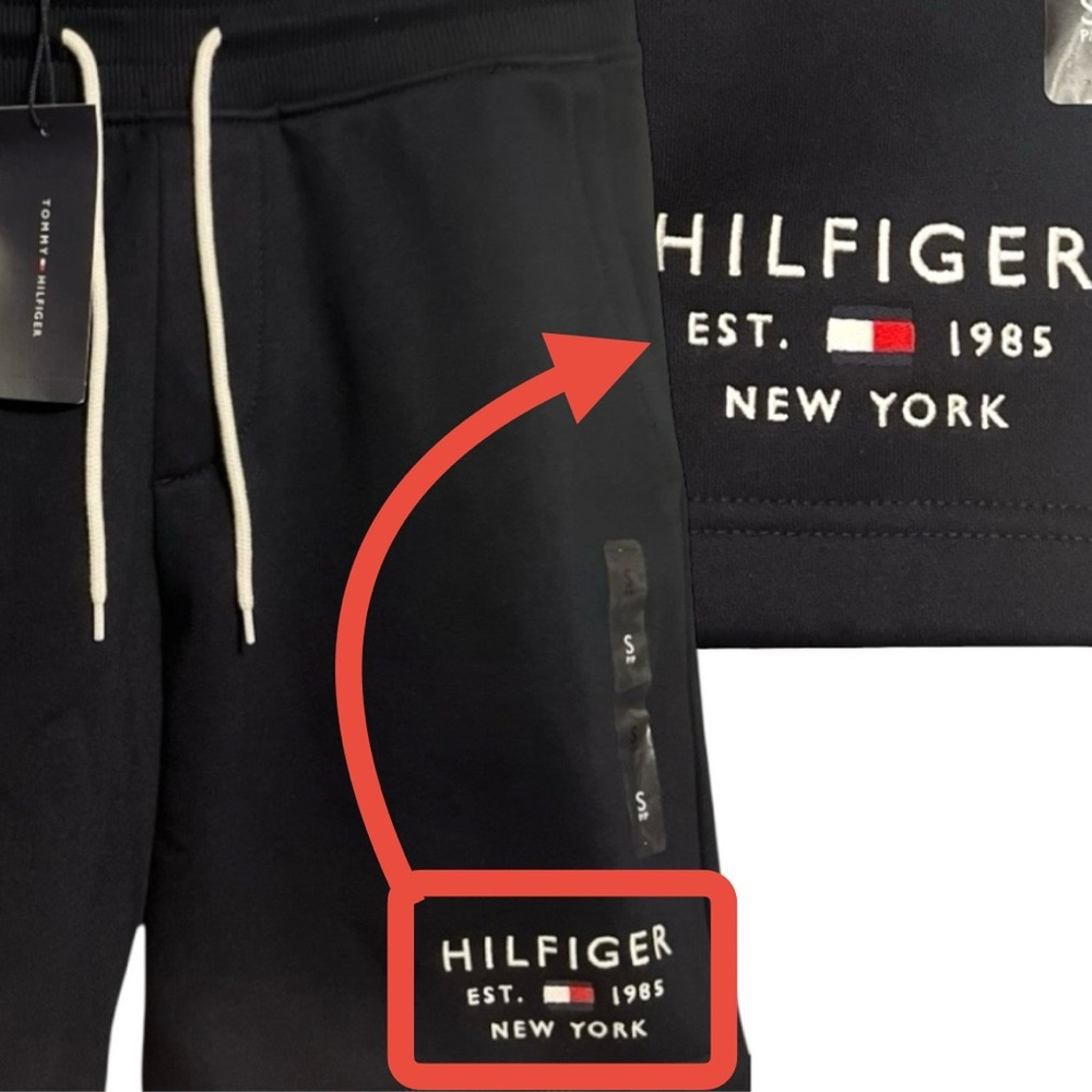 Tommy Hilfiger Mens Fleece Sweat Shorts EST. 1985 New York Embroidered White Red